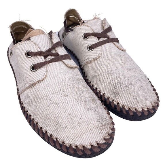 Canvas Rubber Sole Lace up Shoes Ash/White Color Made in Spain Size 7.5 -8 - Picture 1 of 6